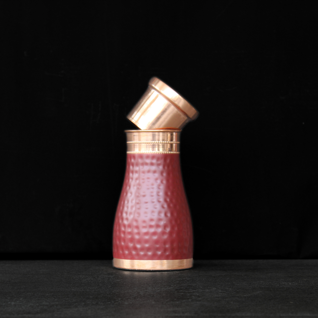 Hammered Copper Water Jar – Red Coated