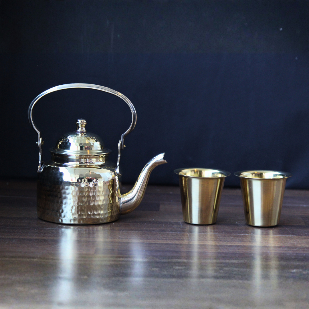 Brass Teapot Set With Gift Box