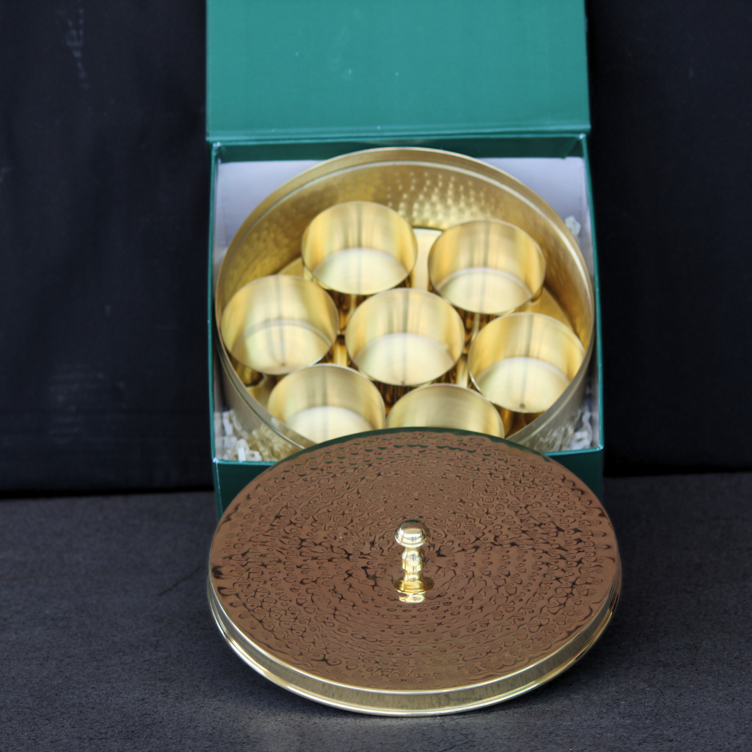 Brass Masala Daani / Spice Box With Gift Box