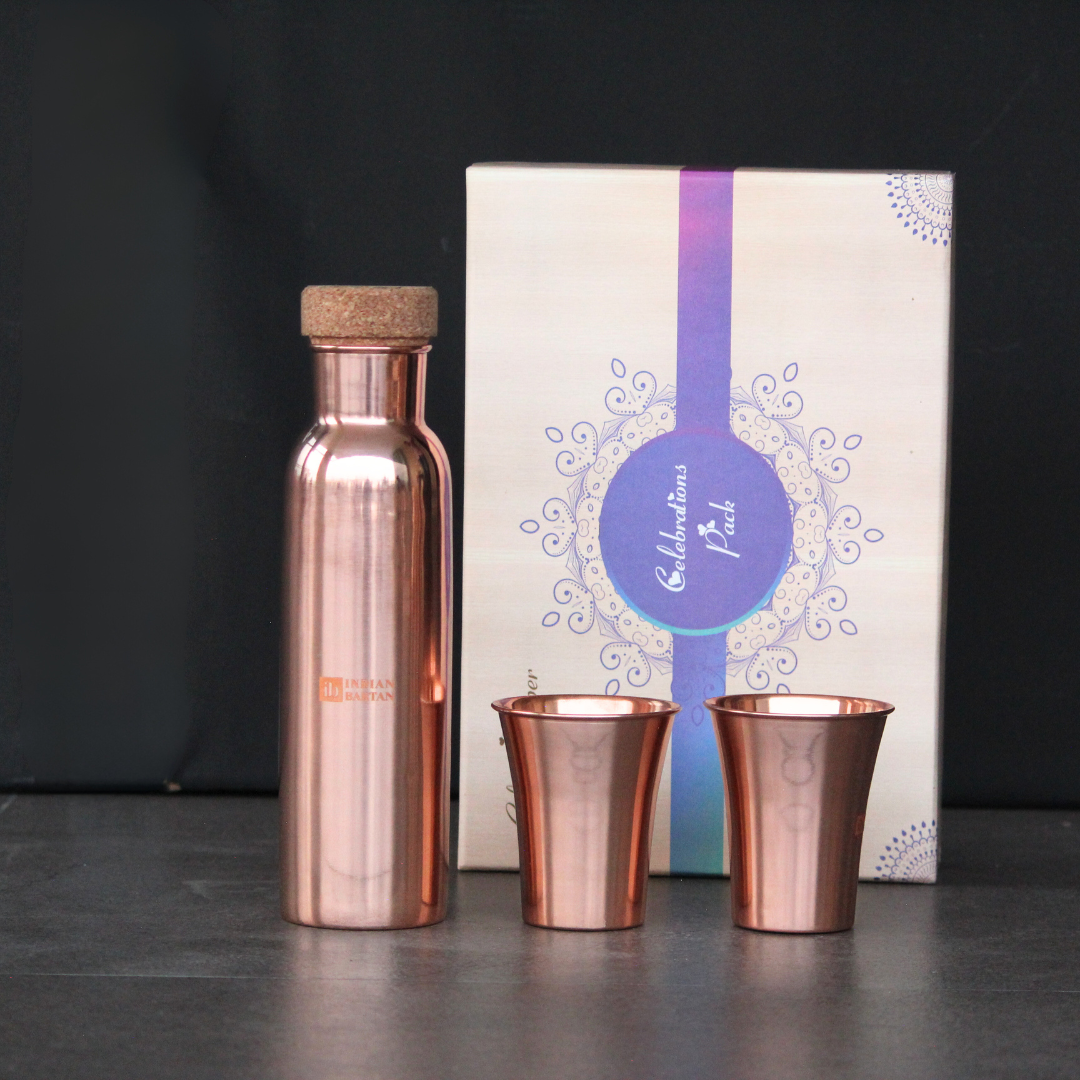 Glossy Straight Copper Bottle Set