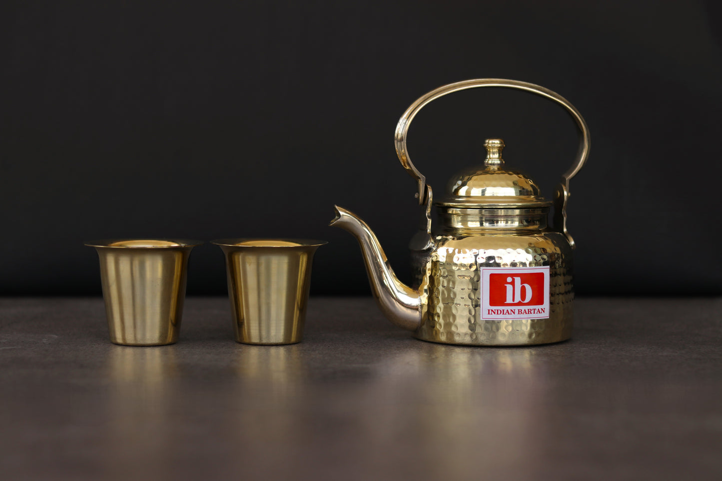 Brass Teapot Set with 4 glasses