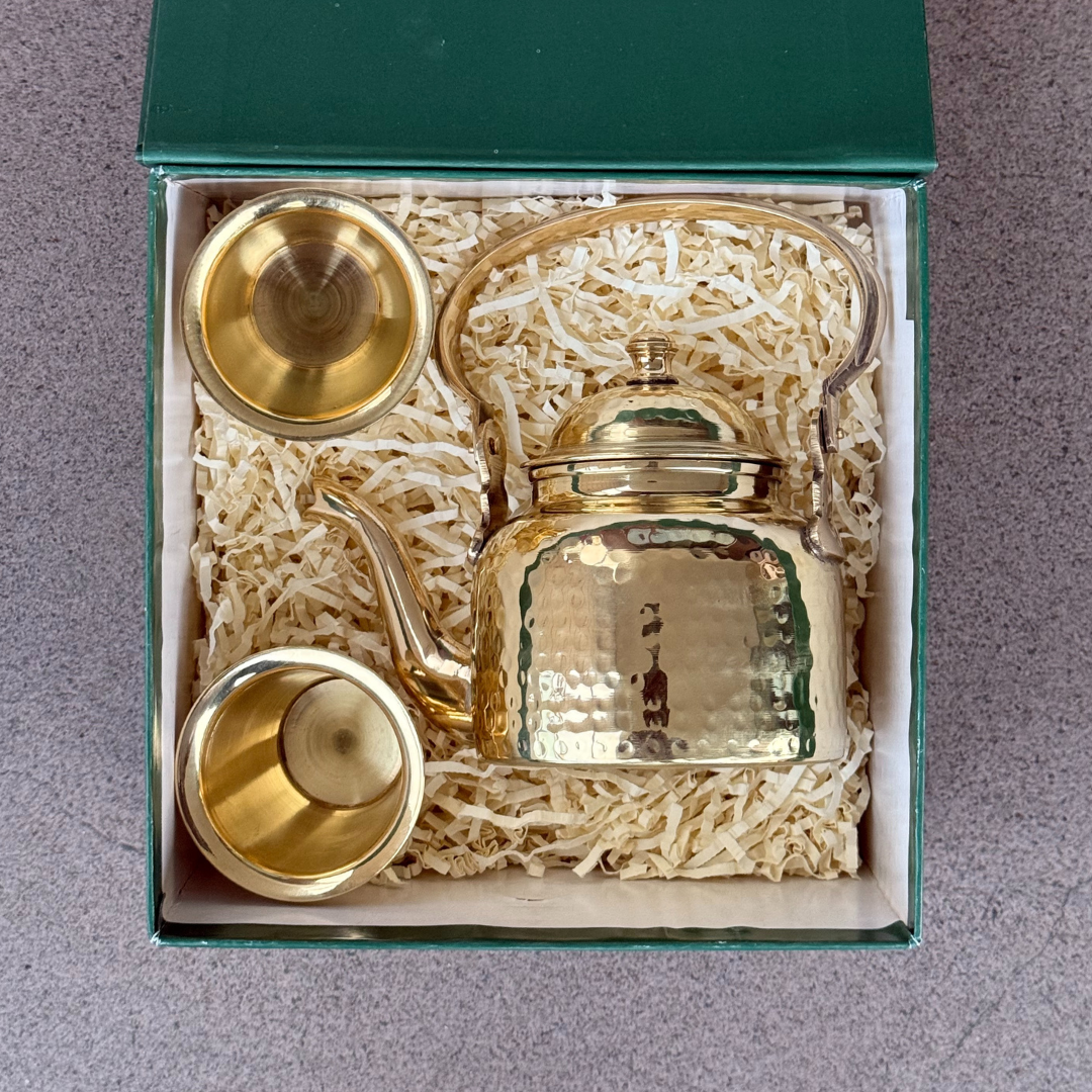 Brass Teapot Set With Gift Box