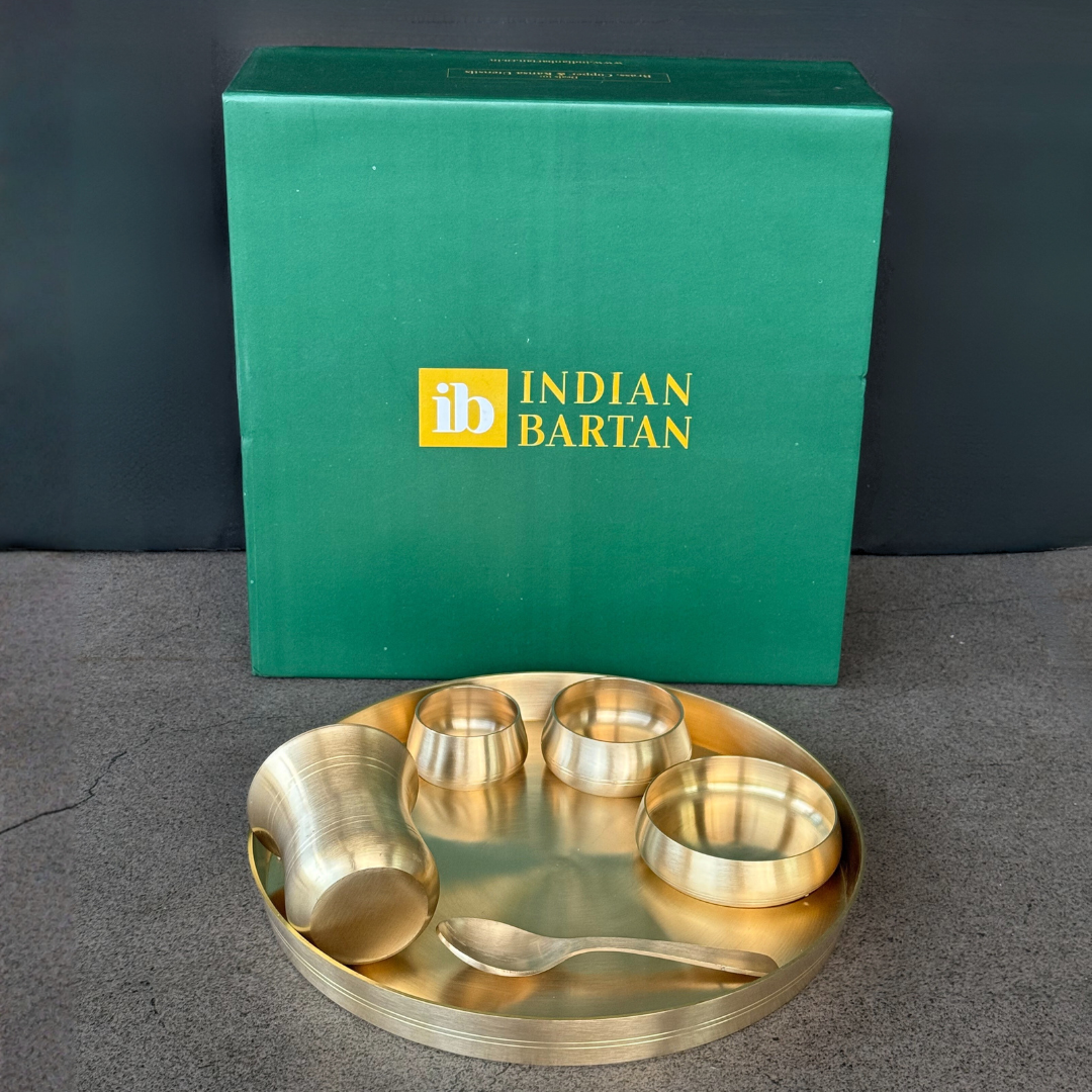 Matt Brass Plate Set With Gift Box