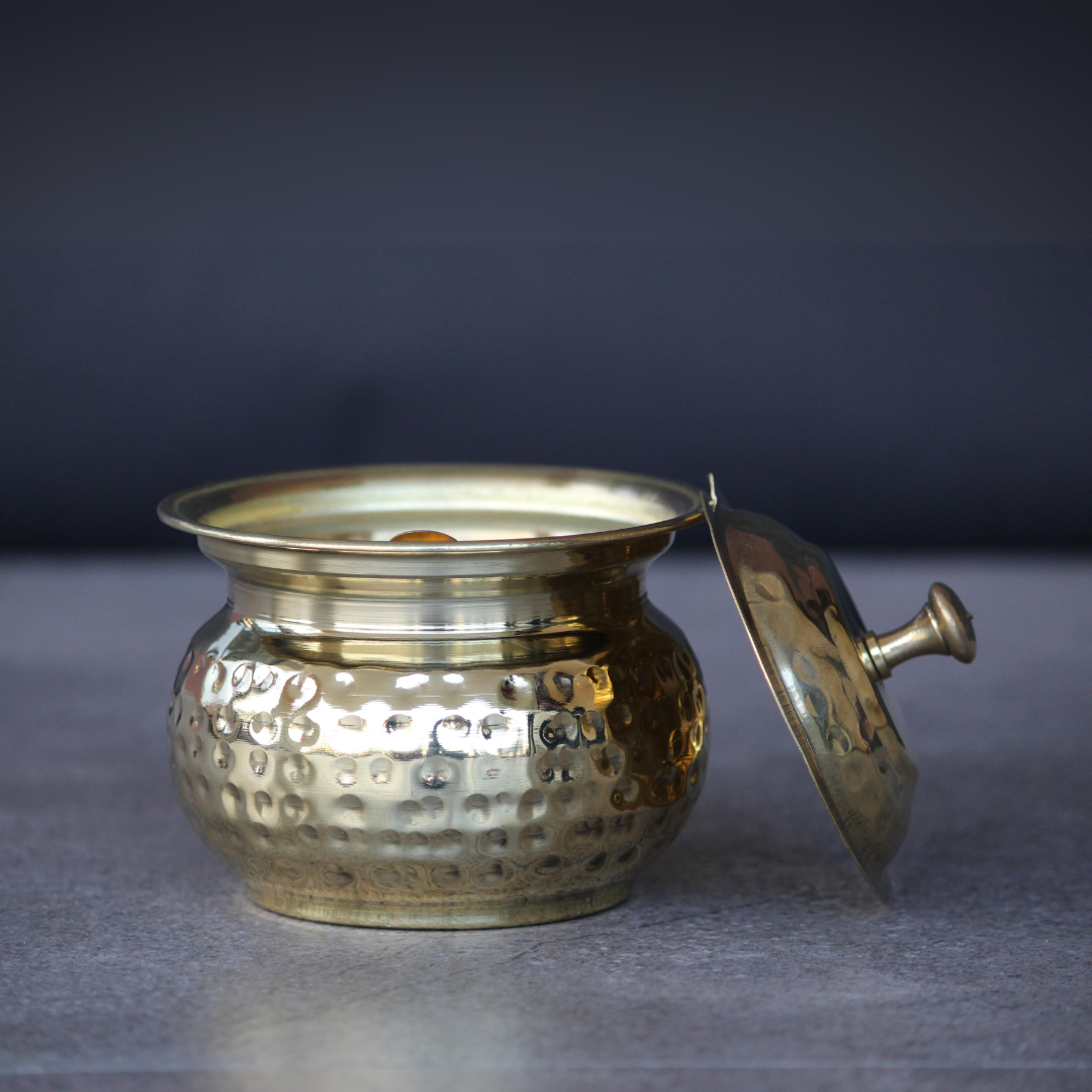 Hammered Brass Ghee Pot