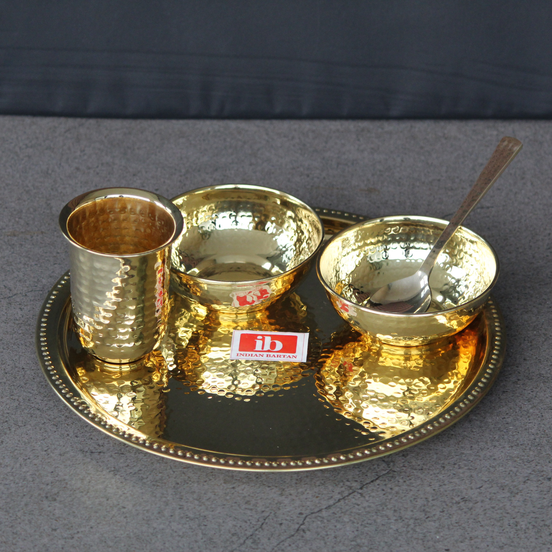 Hammered Brass Plate set With Gift Box