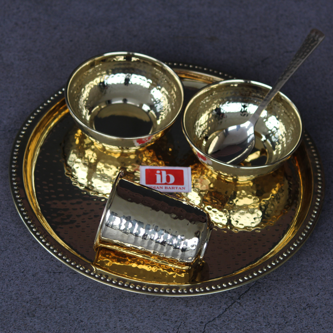 Hammered Brass Plate set With Gift Box