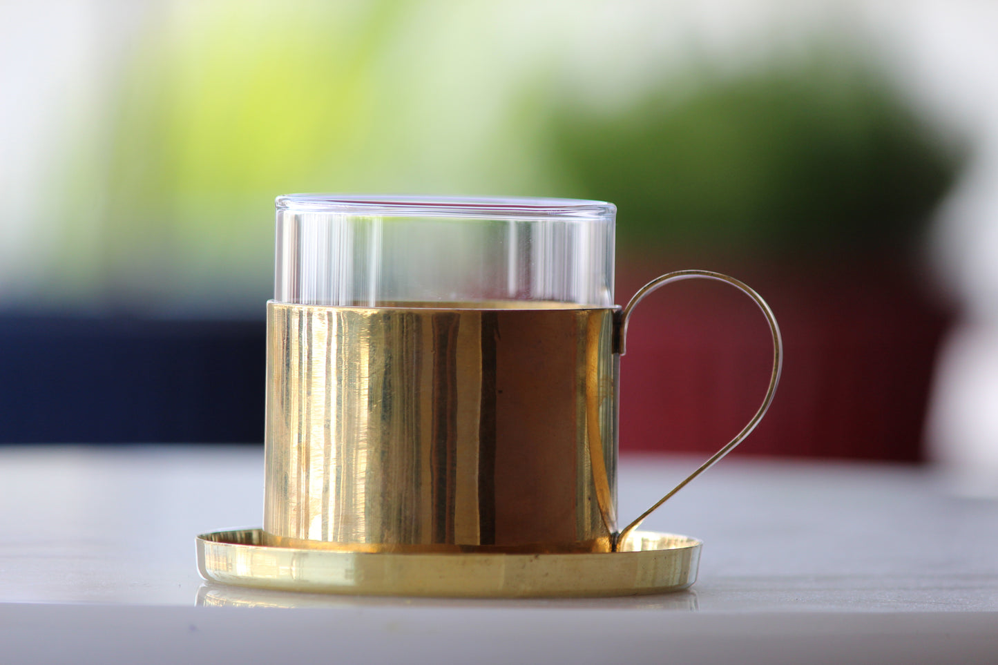 Borosil Fitted Brass Tea Cups With Gift Box