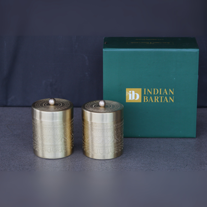 Antique Brass Storage Jar Set With Gift Box