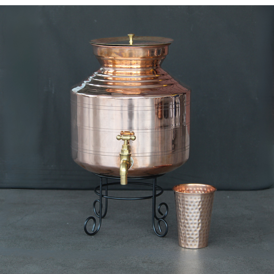 Copper Water Dispenser With Glass