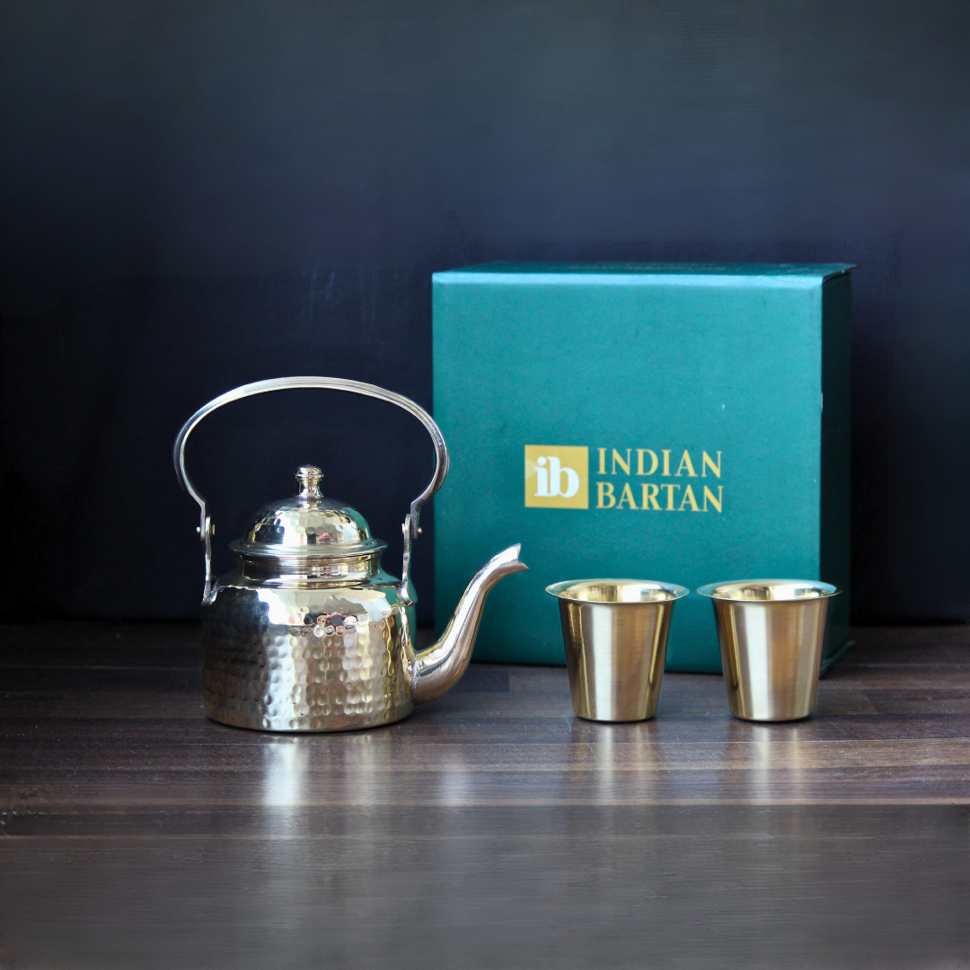 Brass Teapot Set With Gift Box