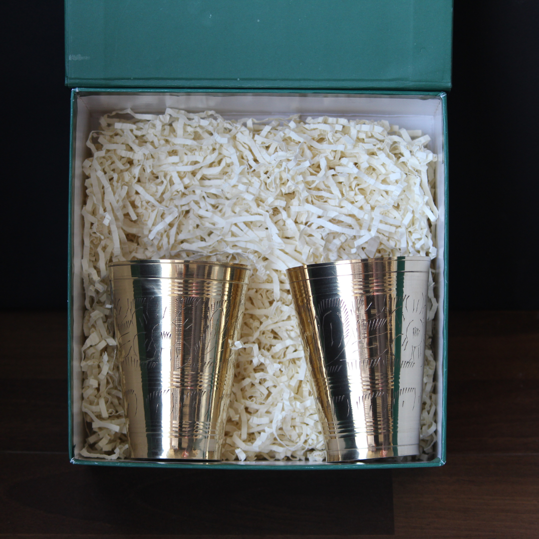 Brass Glass set of 2 with gift box
