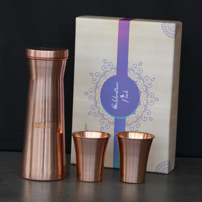 Glossy Copper Flask Set