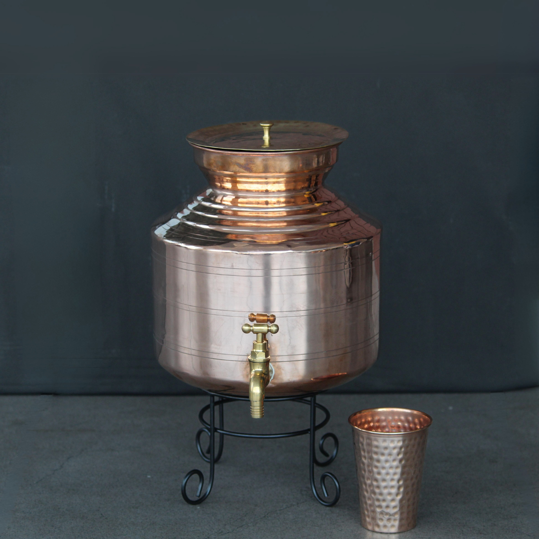 Copper Water Dispenser With Glass