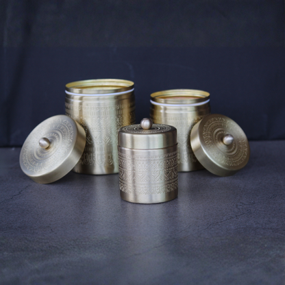 Antique Brass Storage Jar Set With Gift Box