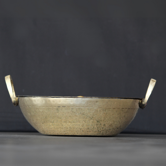 Flat Brass Kadahi With Lid