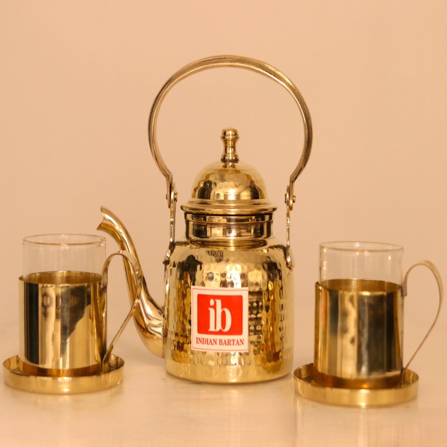 Brass Tea Pot With Cup Saucers Indian Bartan