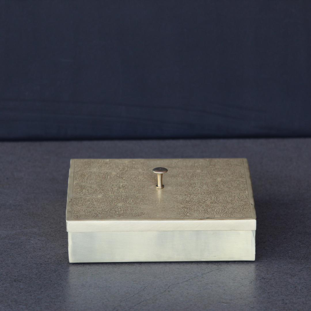 Square Brass Masala Daani / Spice Box