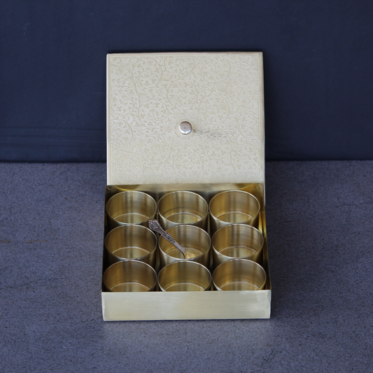 Square Brass Masala Daani / Spice Box