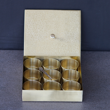 Square Brass Masala Daani / Spice Box