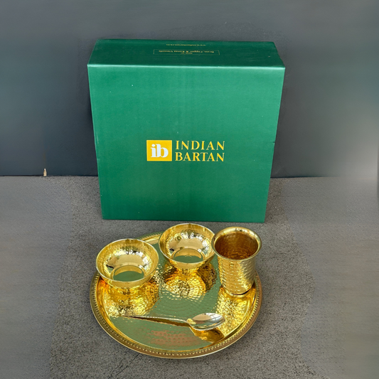 Hammered Brass Plate set With Gift Box