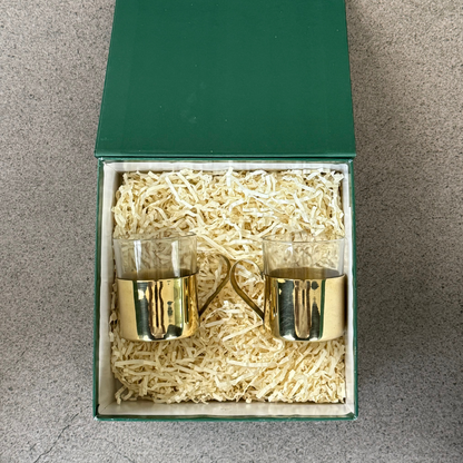 Borosil Fitted Brass Tea Cups With Gift Box
