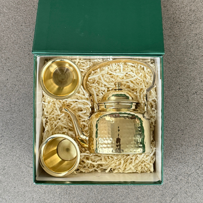 Brass Teapot Set With Gift Box