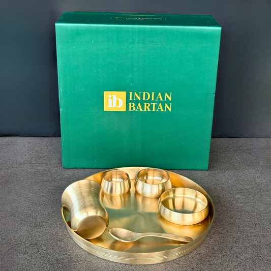 Matt Brass Plate Set With Gift Box
