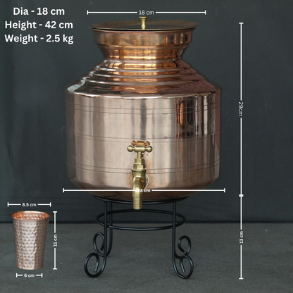 Copper Water Dispenser With Glass