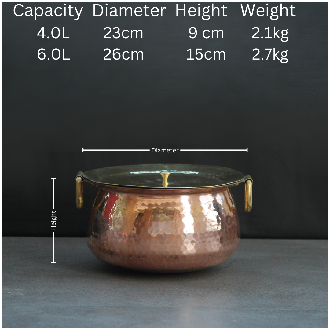 Copper Mughlai Handi / With lid